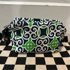 Stylish Navy and Green Cosmetic Bag‎